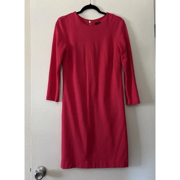 Ann Taylor Red Stretch Sheath Dress Zipper 3/4 Sleeve Size 6 Stretch Designer - Picture 1 of 12
